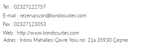 Kondo Suites telefon numaralar, faks, e-mail, posta adresi ve iletiim bilgileri
